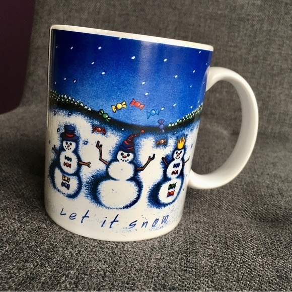 Lindt Chocolates “Let It Snow” Snowman Coffee Mug, Blue, White, 11 oz